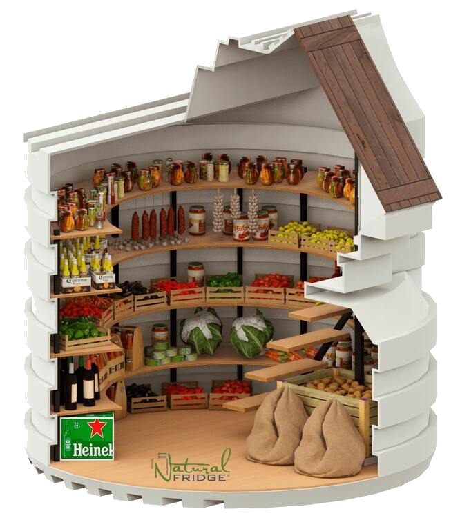 cellary-garden-cellar-diameter-2.5m-4-rows-of-shelfs-transparent