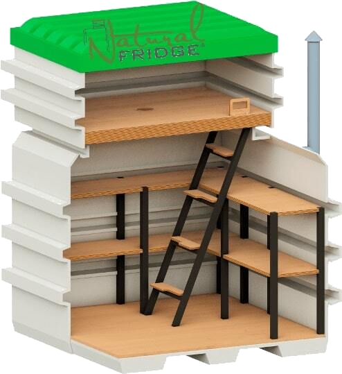 cellary-garden-cellar-diameter-1.2x1.2m-2-rows-of-shelfs-cut-transparent